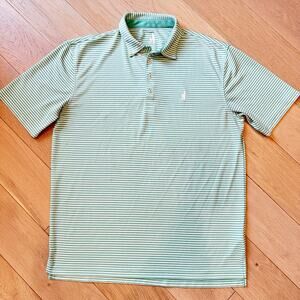 Johnnie-O Bunker PREP-FORMANCE Polo Shirt Green Palm Striped Men's Large